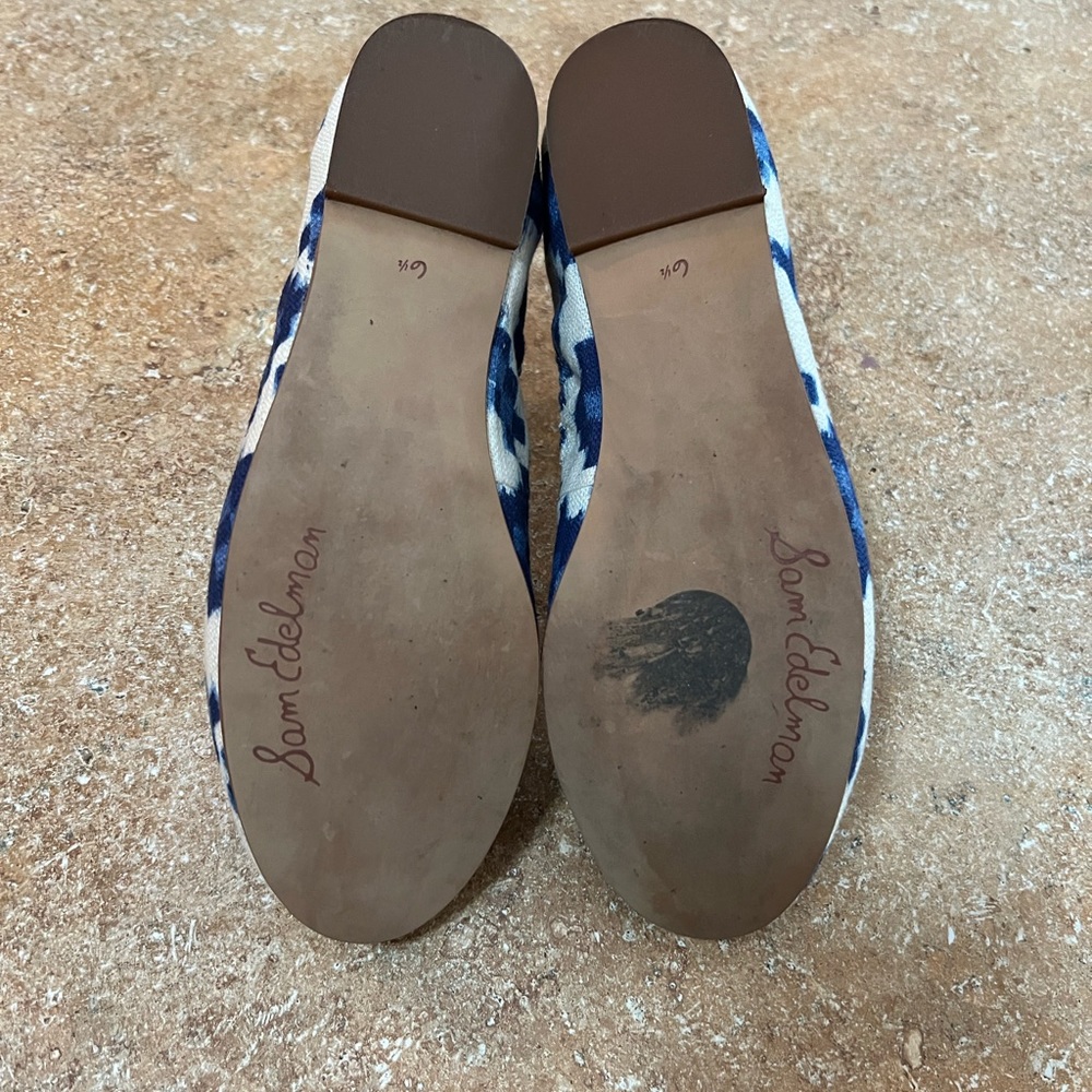 Sam Edelman Felicia Ballet Flat Blue/White Okat Print Size 6.5M - Picture 8 of 9